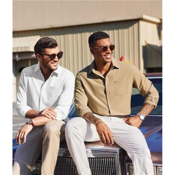 Men's Long Sleeve Button Down Shirt White - Picture 2 of 6